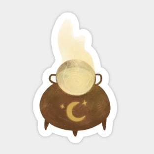 Boiling witch cauldron with moon and stars Sticker